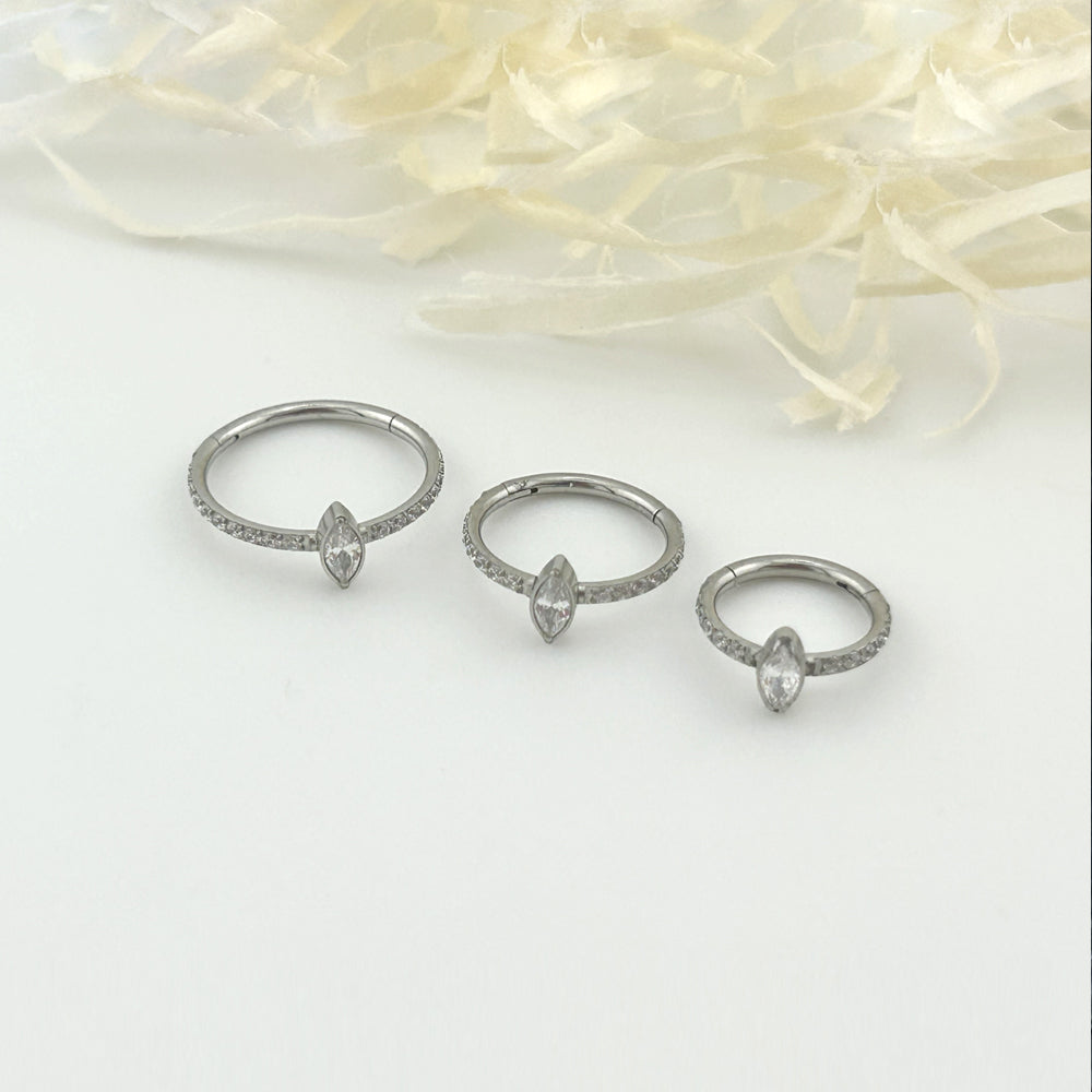 STS 104［サージカルステンレス］楕円ストーンリングピアス