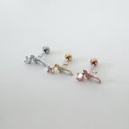A8 245 ［サージカルステンレス］ドロップ蝶々ピアス