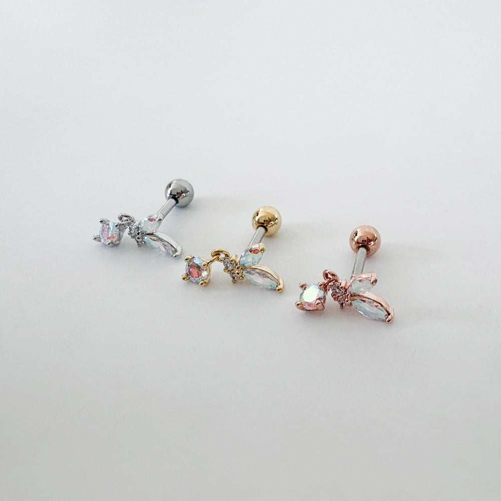 A8 245 ［サージカルステンレス］ドロップ蝶々ピアス