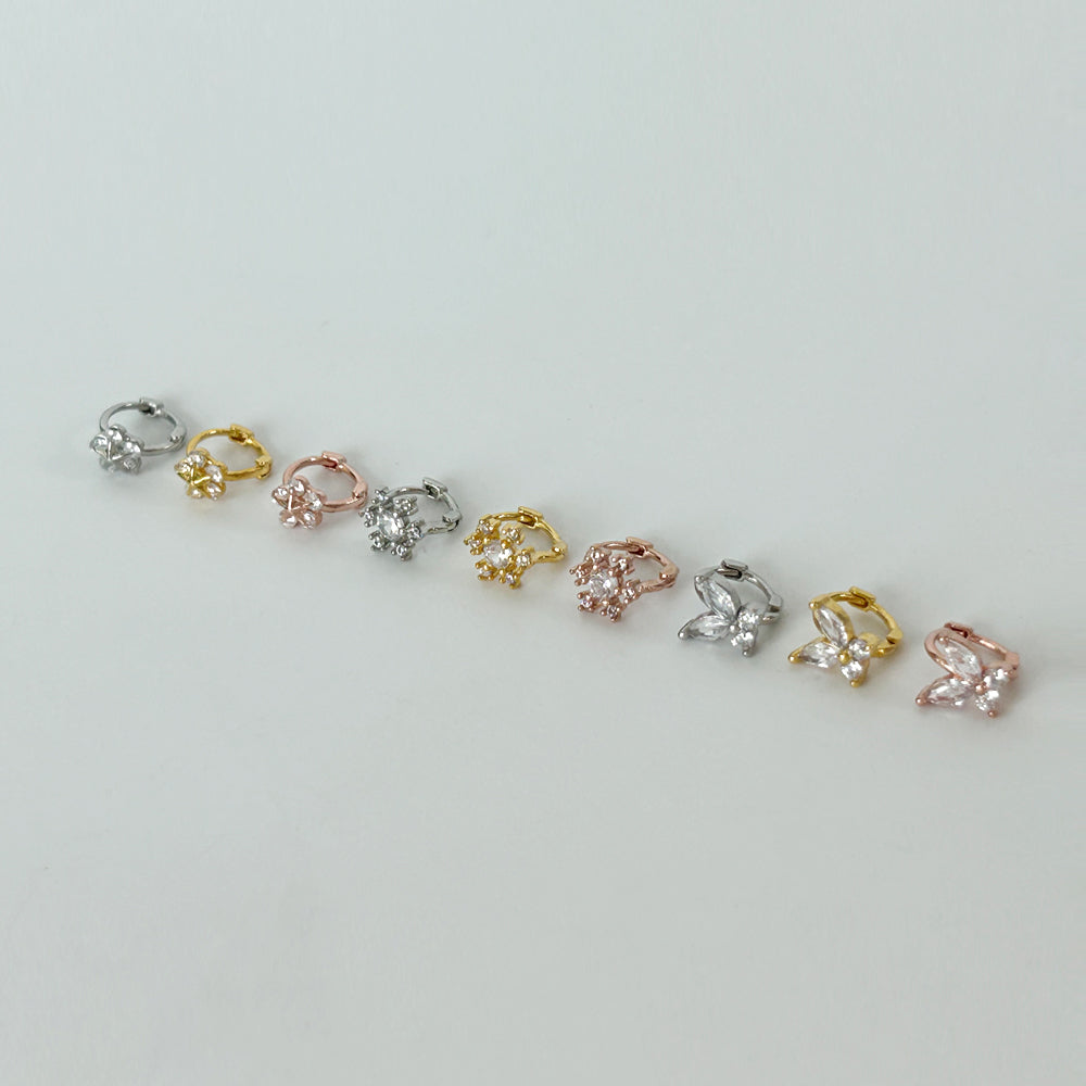 MN 147 ［サージカルステンレス］キュービックワンタッチ星，雪の結晶ピアス