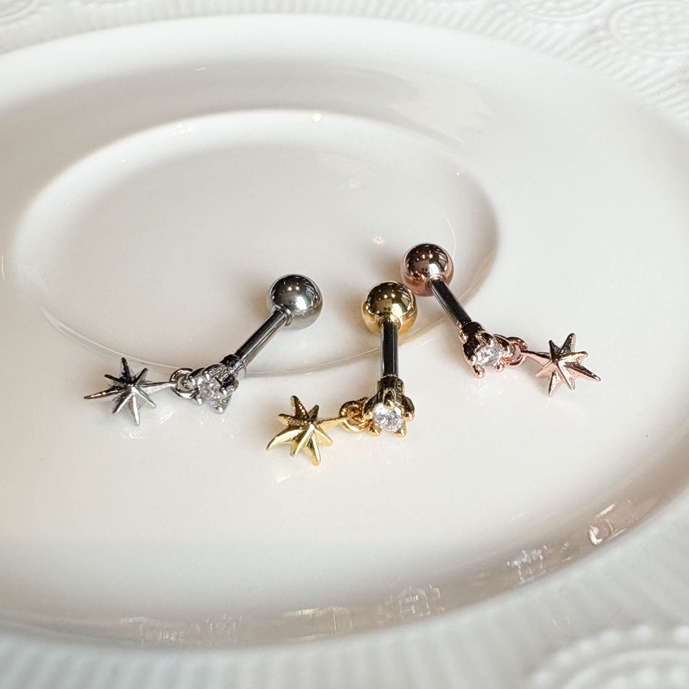 MP 154 ［サージカルステンレス］キュービック星ピアス