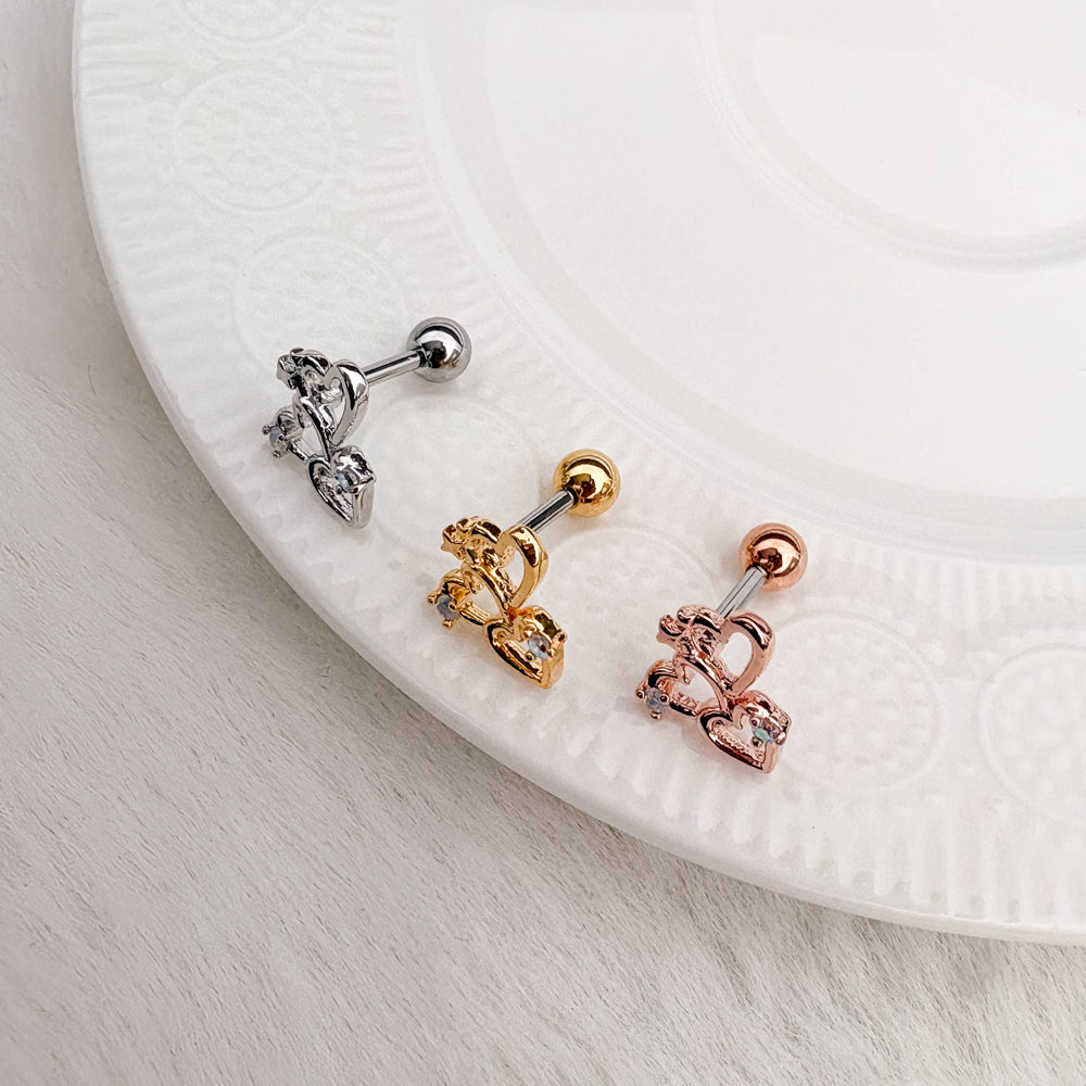 A5 245 ［サージカルステンレス］トリプルハートピアス