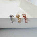 A8 286 [サージカルステンレス]　ドロップ星花ピアス