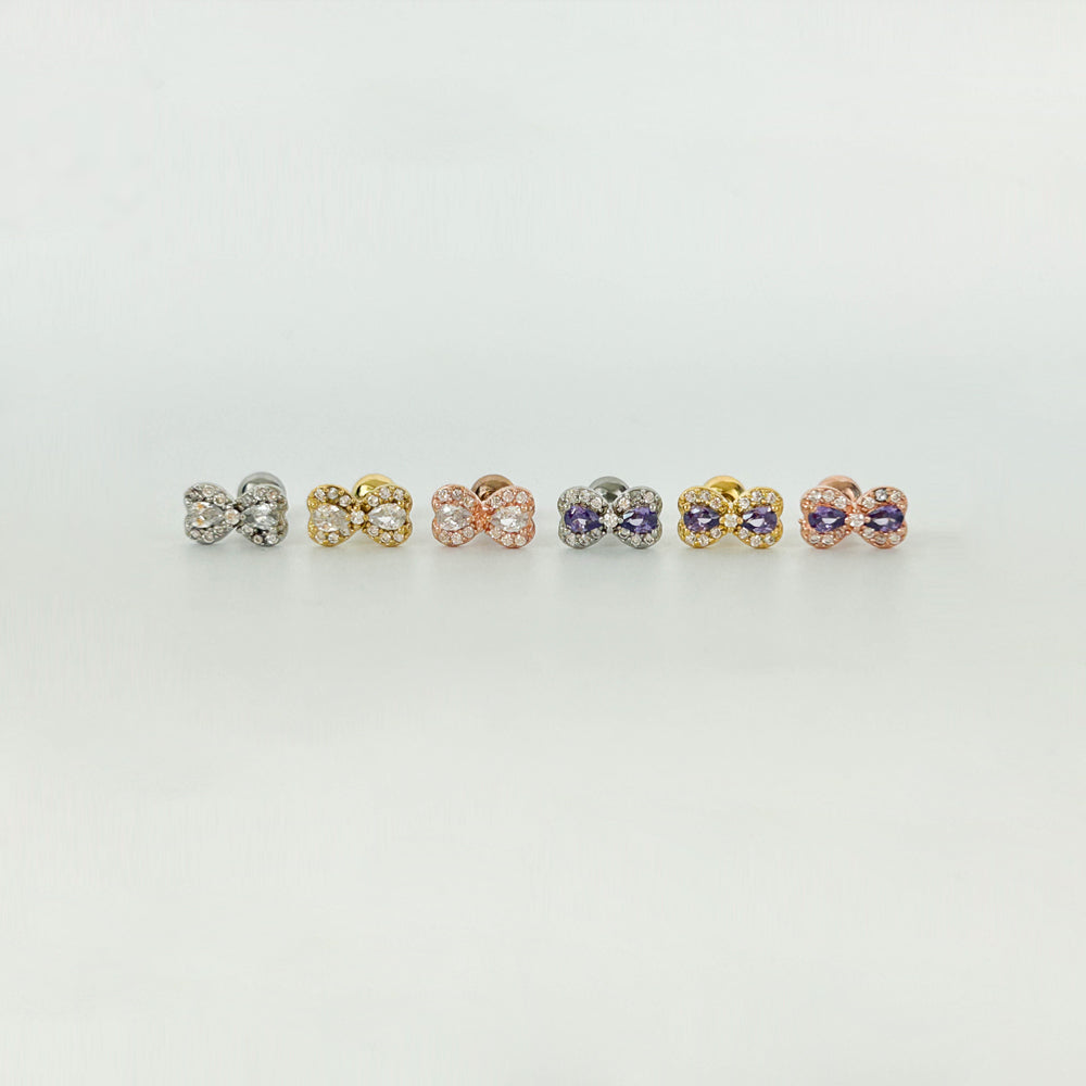 A8 106 ［サージカルステンレス］キュービックリボンピアス