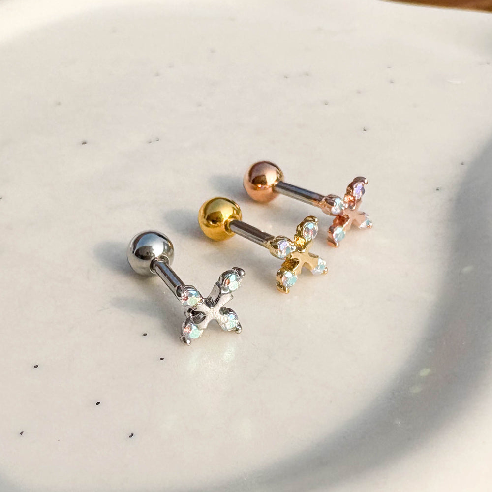 A5 294 ［サージカルステンレス］ストーン十字架ピアス