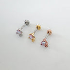 A8 255 ［サージカルステンレス］キュービックハート＆リボンピアス