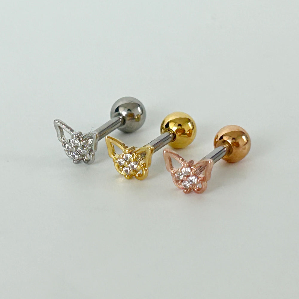 MN 170 ［サージカルステンレス］シンプルキュービックストーン蝶々ピアス