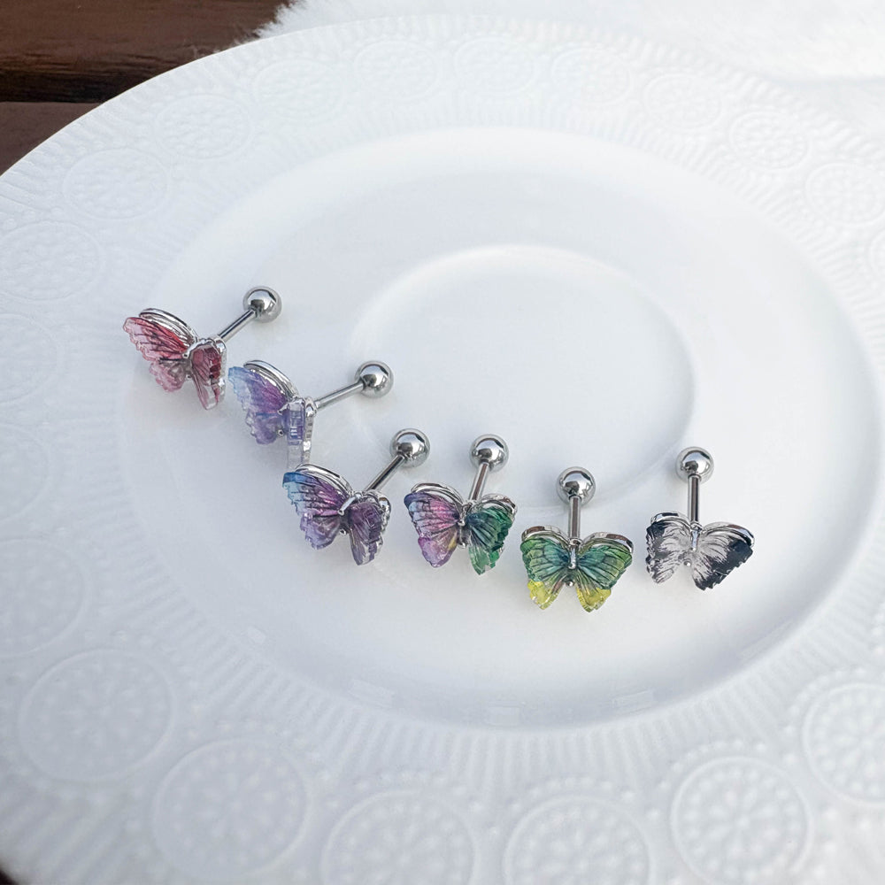 A5 175 ［サージカルステンレス］アクリル蝶々グラデーションピアス