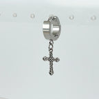 YEH 019 ［サージカルステンレス］十字架リングワンタッチピアス