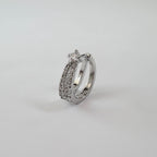 A5 281 [サージカルステンレス] キュービックダブルハーフリングピアス