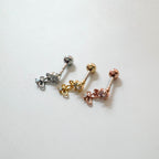 A8 296 ［サージカルステンレス］キュービック蝶々ドロップピアス