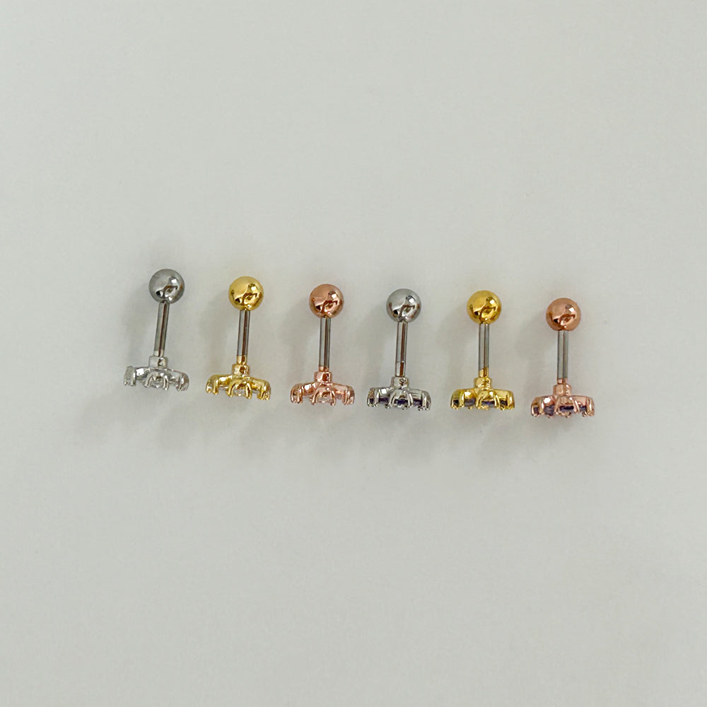 MN 159 ［サージカルステンレス］シンプルストーン花ピアス