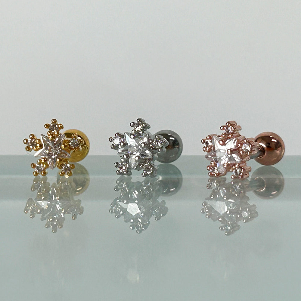 MN 066 ［サージカルステンレス］キュービック花＆星ピアス