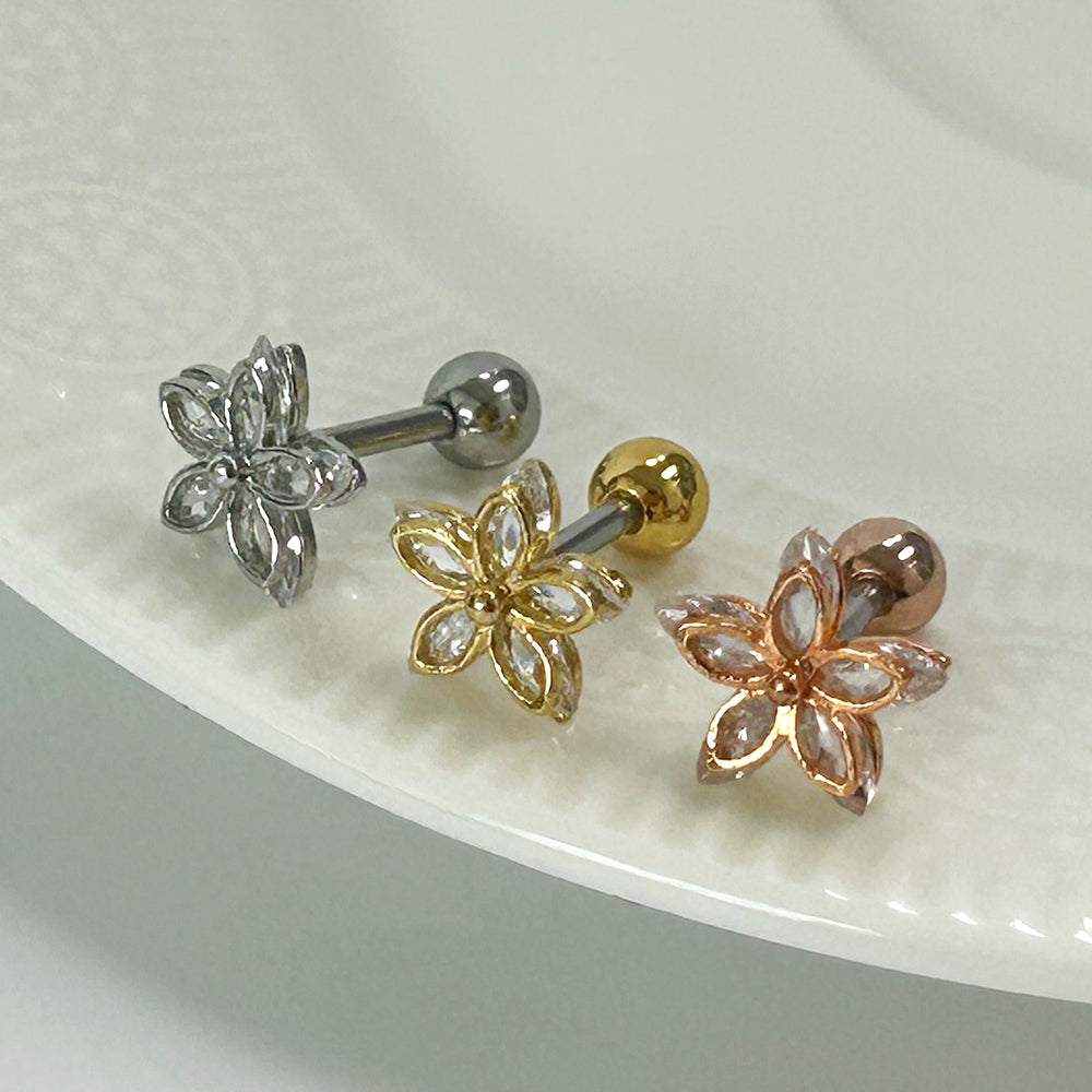 MN 016 ［サージカルステンレス］キュービックフラワーピアス