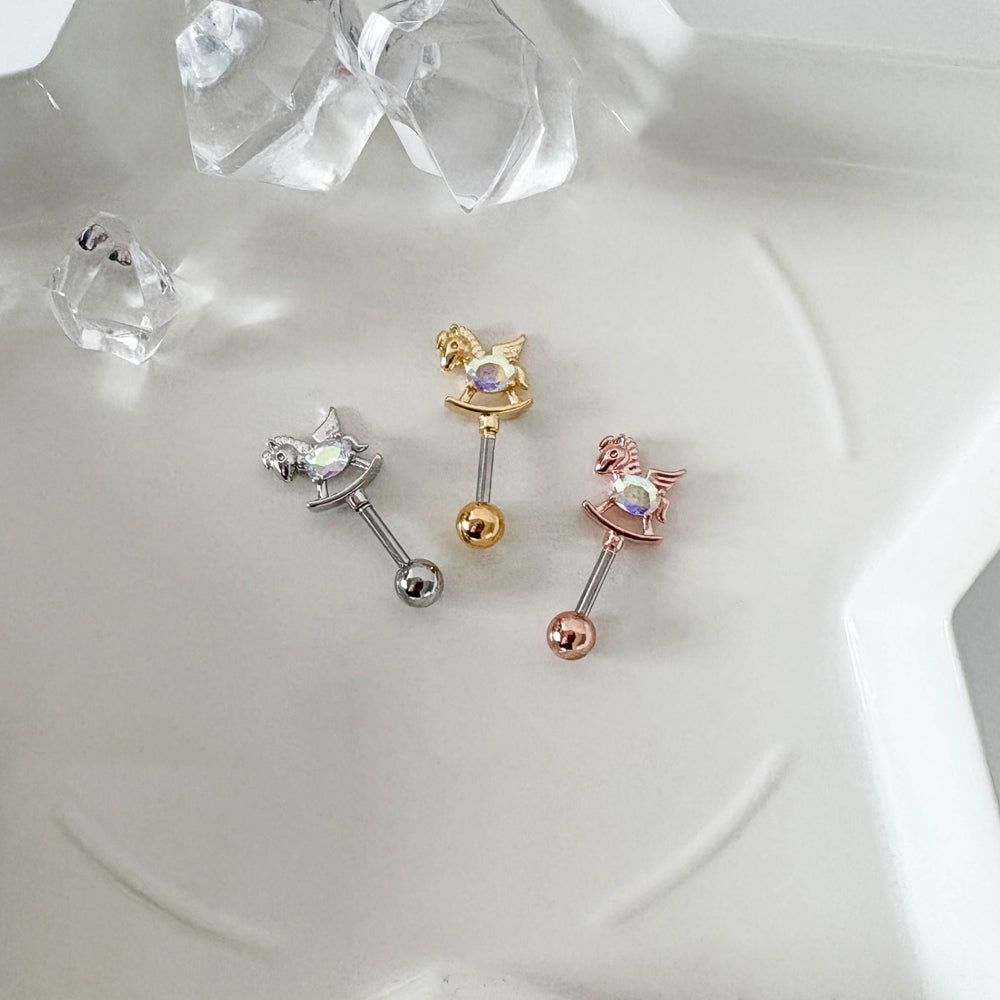 A8 273　[サージカルステンレス] オーロラ木馬ピアス