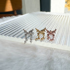 A10 073 ［サージカルステンレス］リボンミニスタードロップピアス