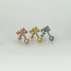 A5 262 ［サージカルステンレス］ゴージャスストーン十字架ピアス