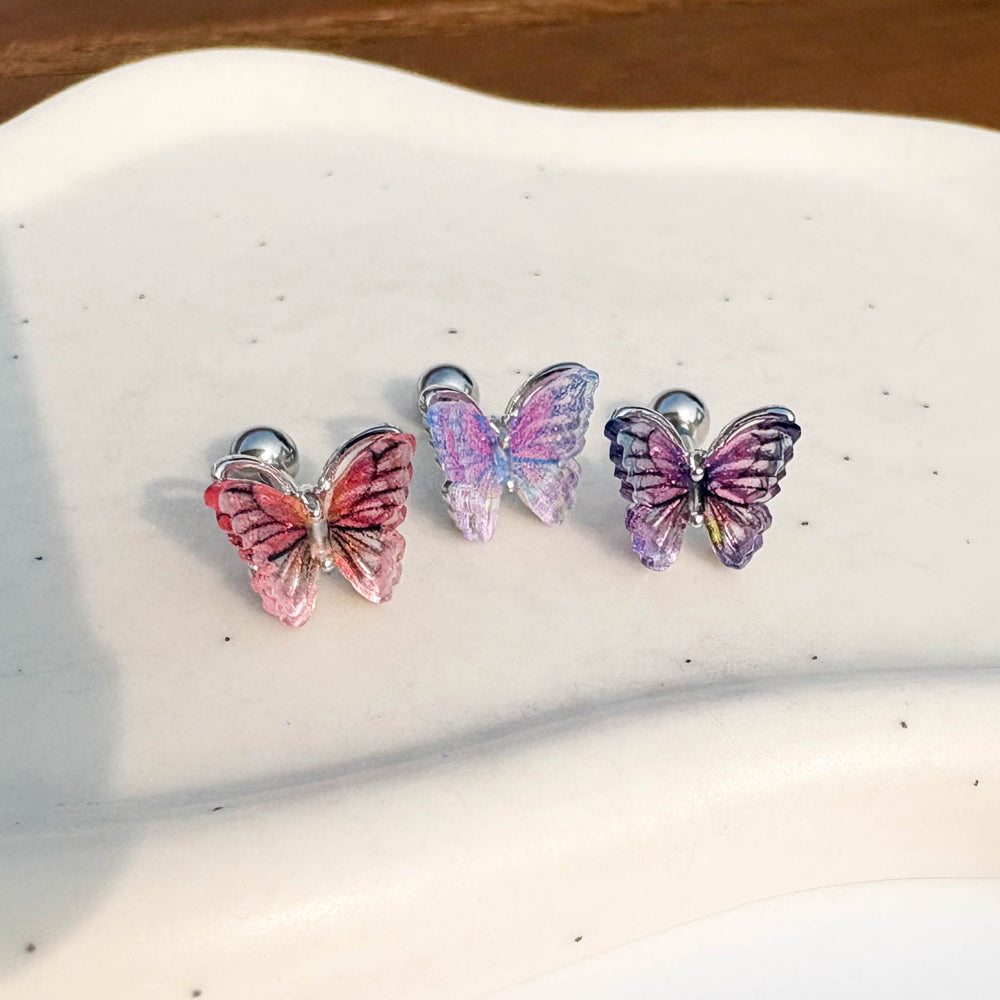 A5 175 ［サージカルステンレス］アクリル蝶々グラデーションピアス