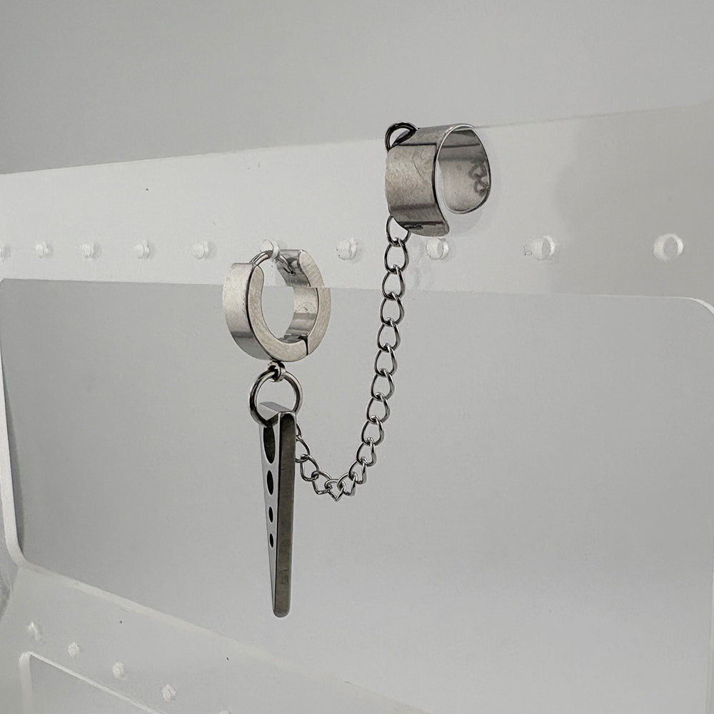 YEH 004 ［サージカルステンレス］スチールリングドロップワンタッチピアス