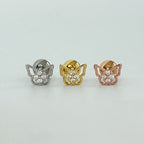 MN 170 ［サージカルステンレス］シンプルキュービックストーン蝶々ピアス