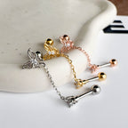 MJ 072 ［サージカルステンレス］ドロップチェーン蝶々ピアス