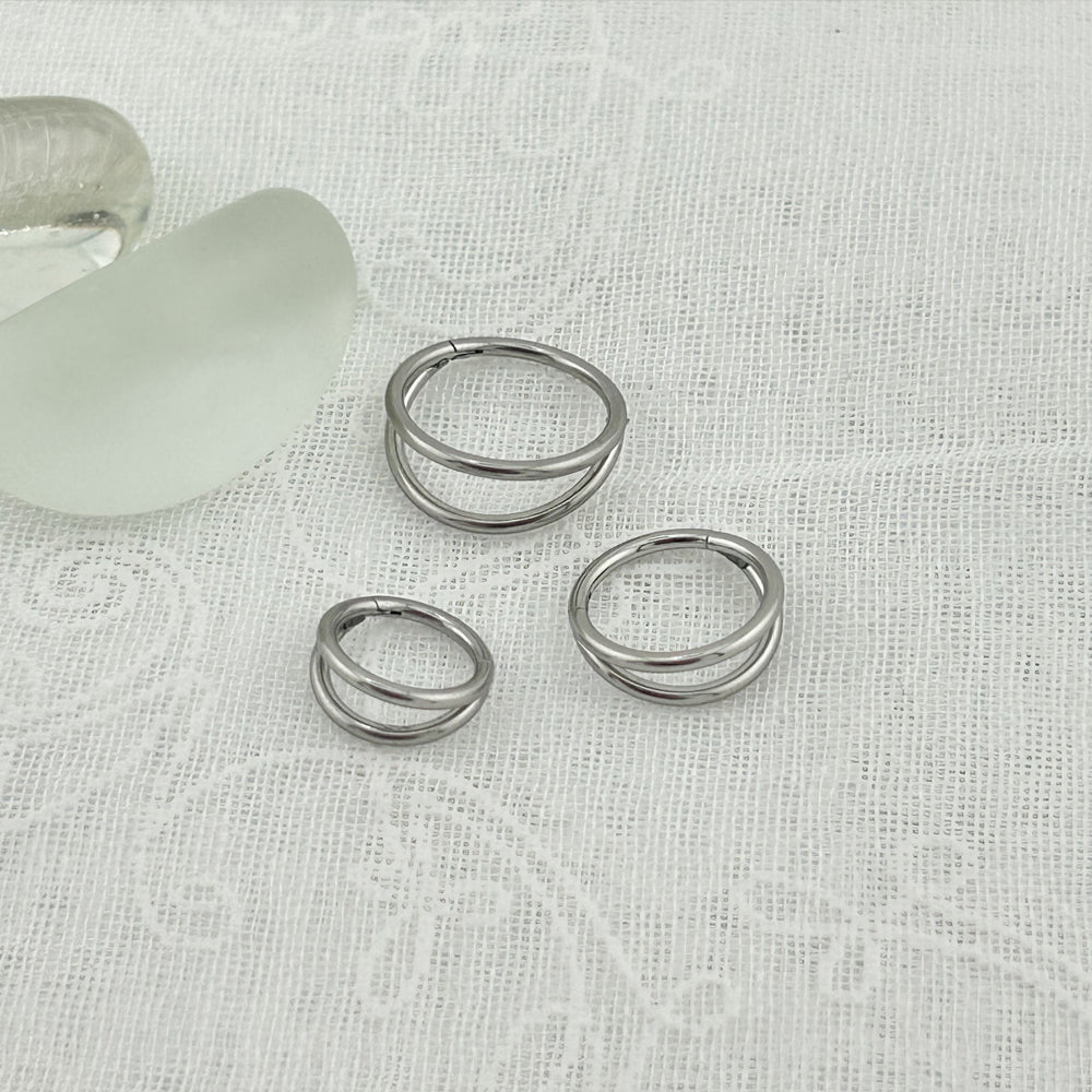 STS 021 ［サージカルステンレス］シンプルダブルリングピアス