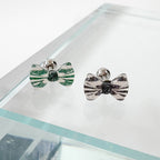 MK 083 ［サージカルステンレス］クリアパールリボンピアス