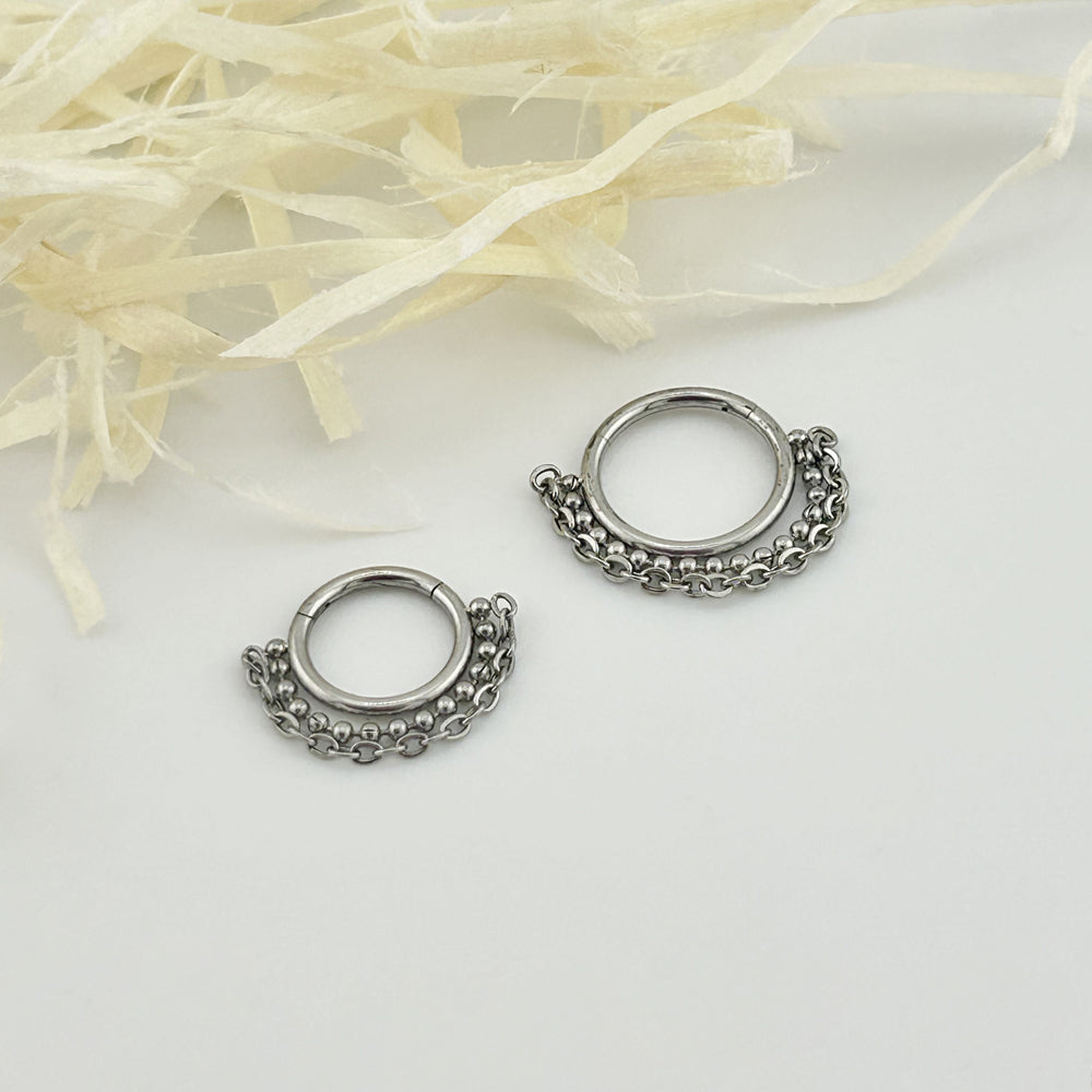 STS 034 ［サージカルステンレス］ボールチェーンリングピアス