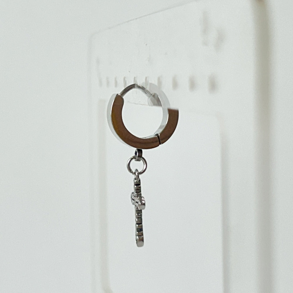 YEH 019 ［サージカルステンレス］十字架リングワンタッチピアス