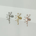 MP 122 ［サージカルステンレス］キュービック羽＆葉っぱピアス