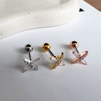 MN 191 ［サージカルステンレス］キュービッククリスタル星ピアス