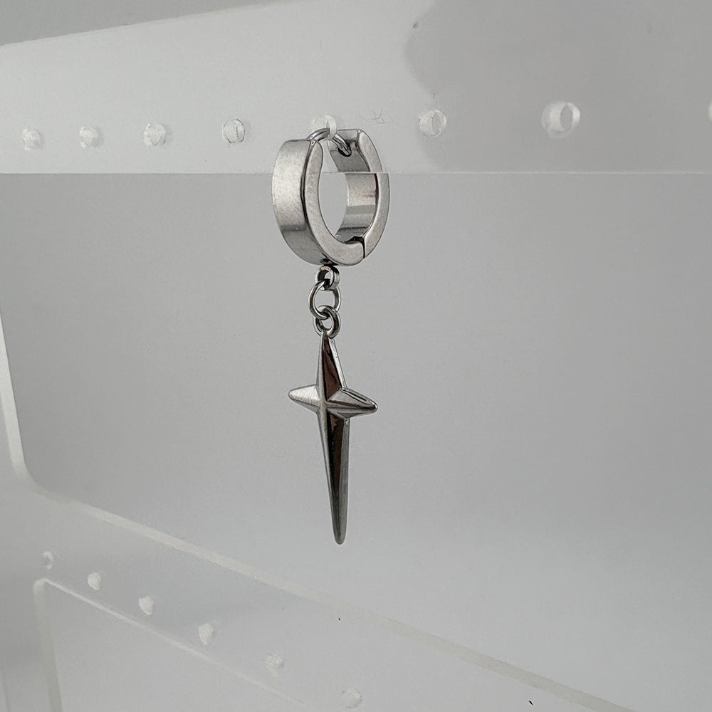 YEH 006 ［サージカルステンレス］써지컬 십자가 스틸링 드롭 원터치 피어싱