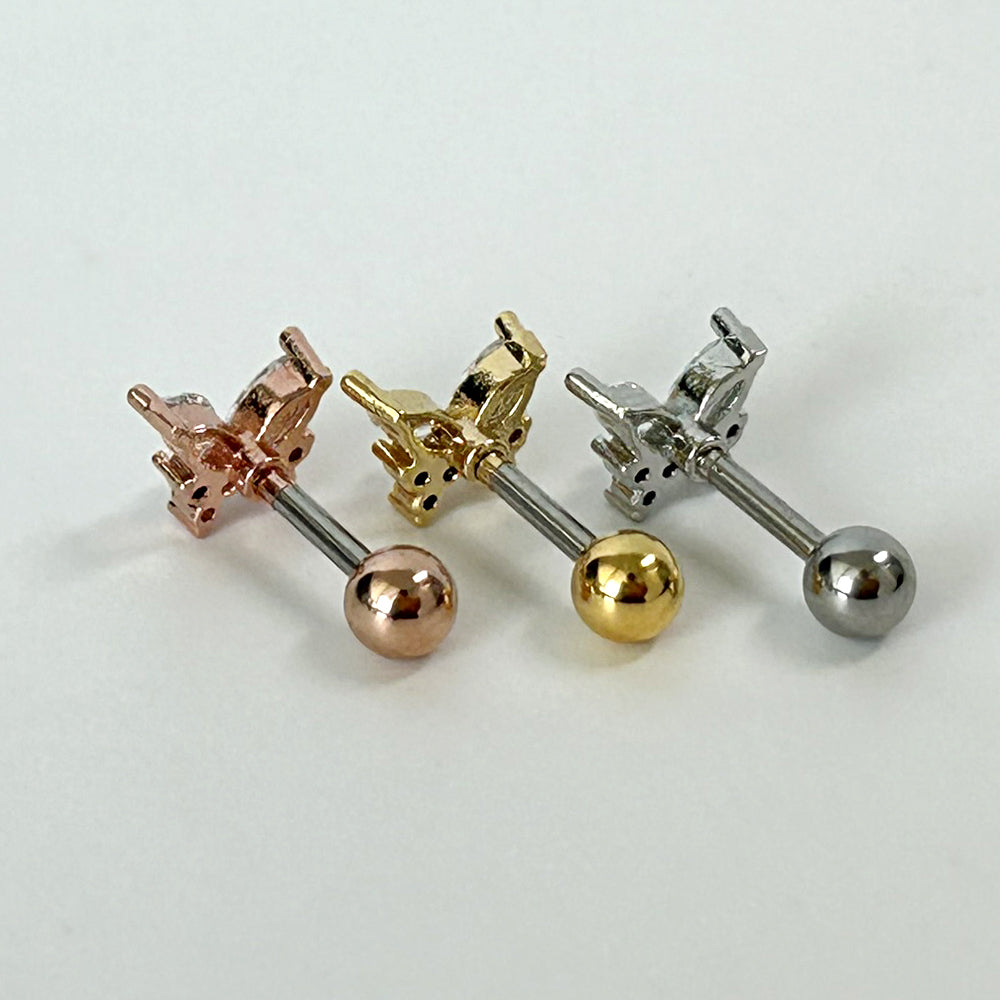 MN 001 ［サージカルステンレス］蝶々キュービックピアス