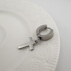 YEH 007 [サージカルステンレス] シンプル十字架リングワンタッチピアス