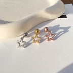 A4 114 ［サージカルステンレス］ ねじりハート＆星＆丸ピアス