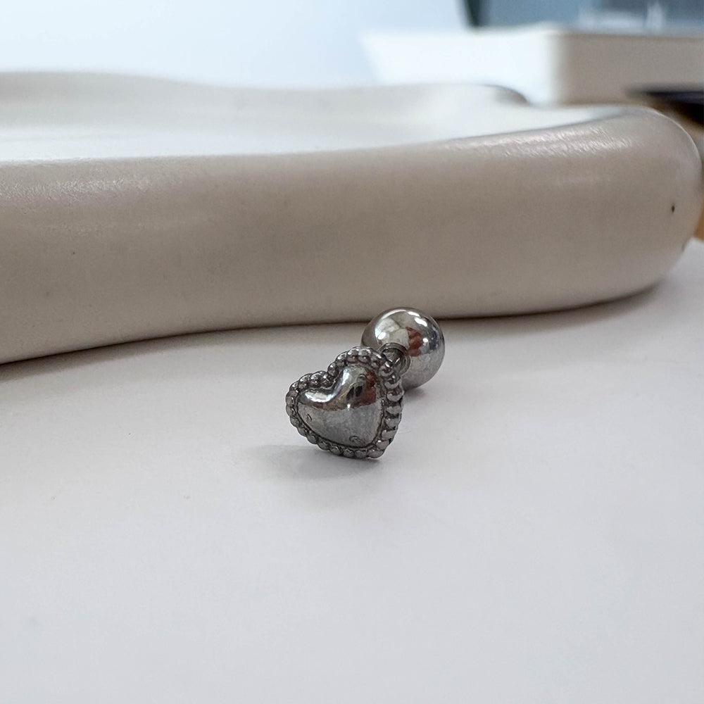 B3 063 ［サージカルステンレス］ミニねじり丸いハートピアス