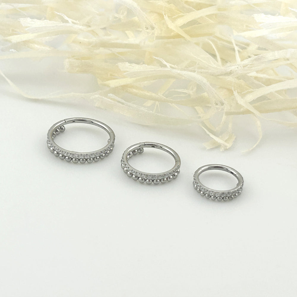 STS 107 [サージカルステンレス] ストーン二重リングピアス