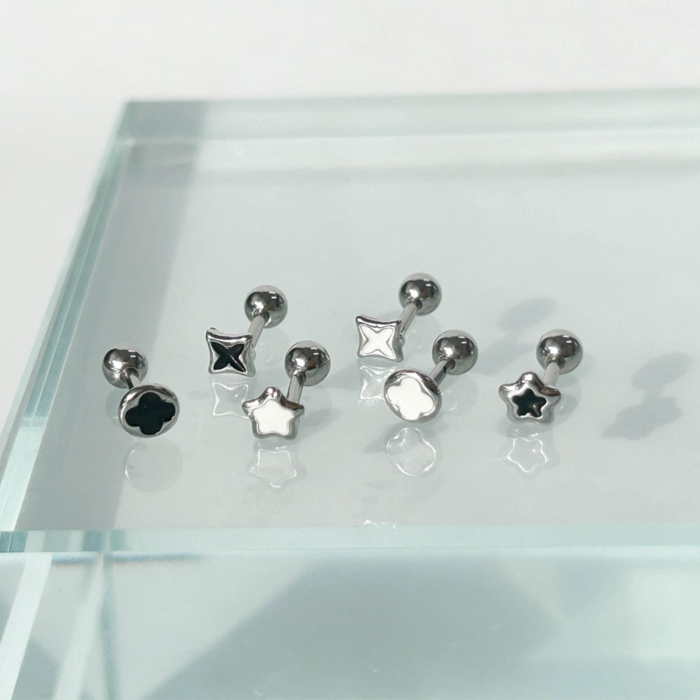 A5 267 ［サージカルステンレス］四角＆丸＆星ピアス