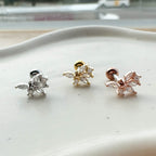 MP 119 ［サージカルステンレス］キュービック葉っぱ＆羽ピアス