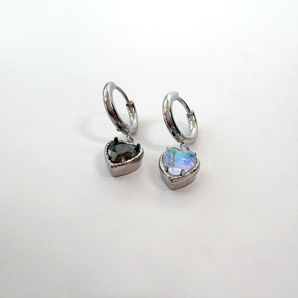 B3 050 ［サージカルステンレス］リングドロップ丸いハートピアス