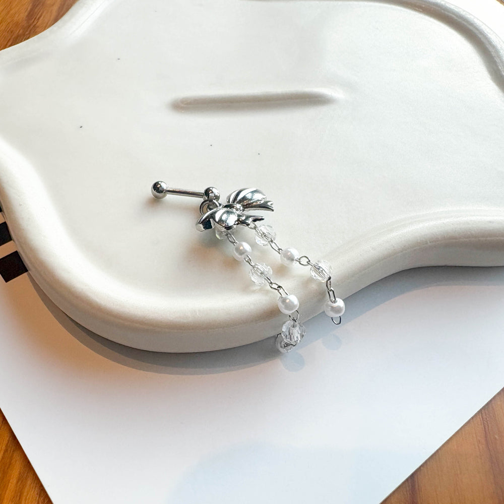 A2 216 ［サージカルステンレス］ビッグリボンドロップピアス