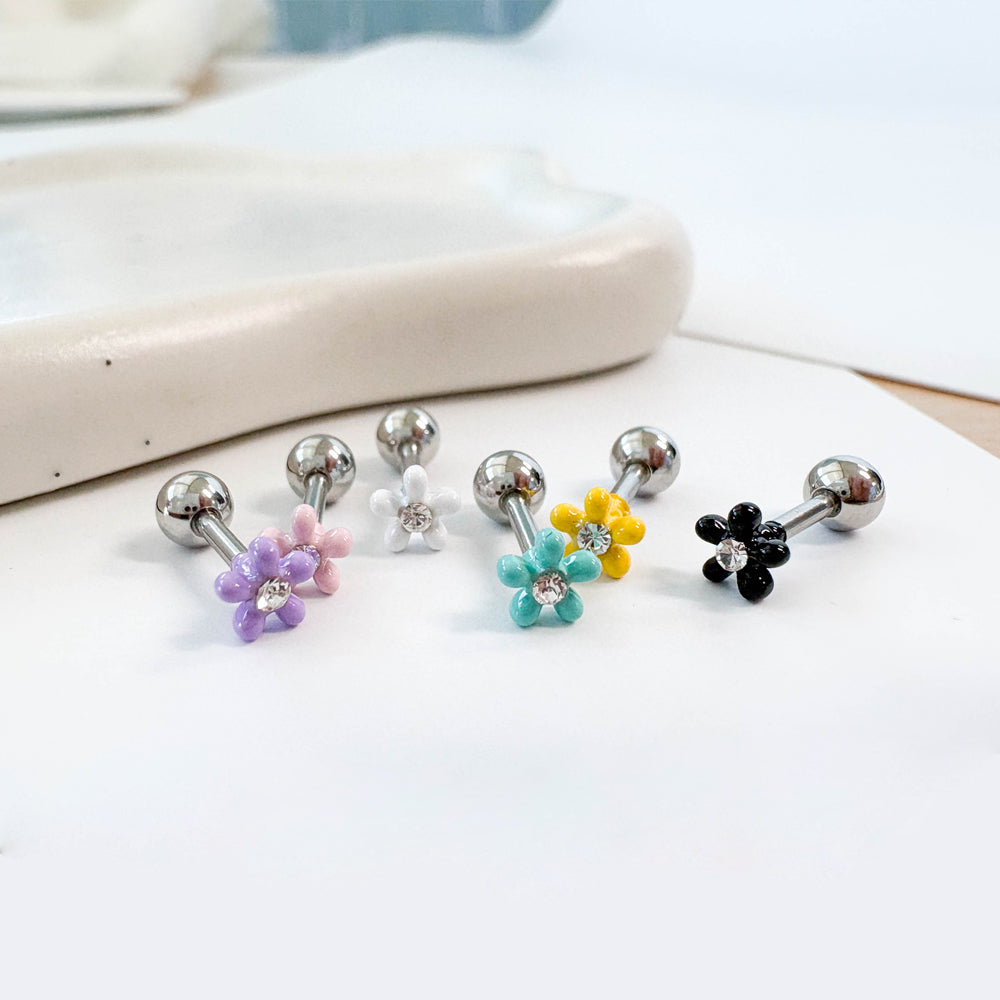 A8 203 ［サージカルステンレス］ポップカラー花ピアス