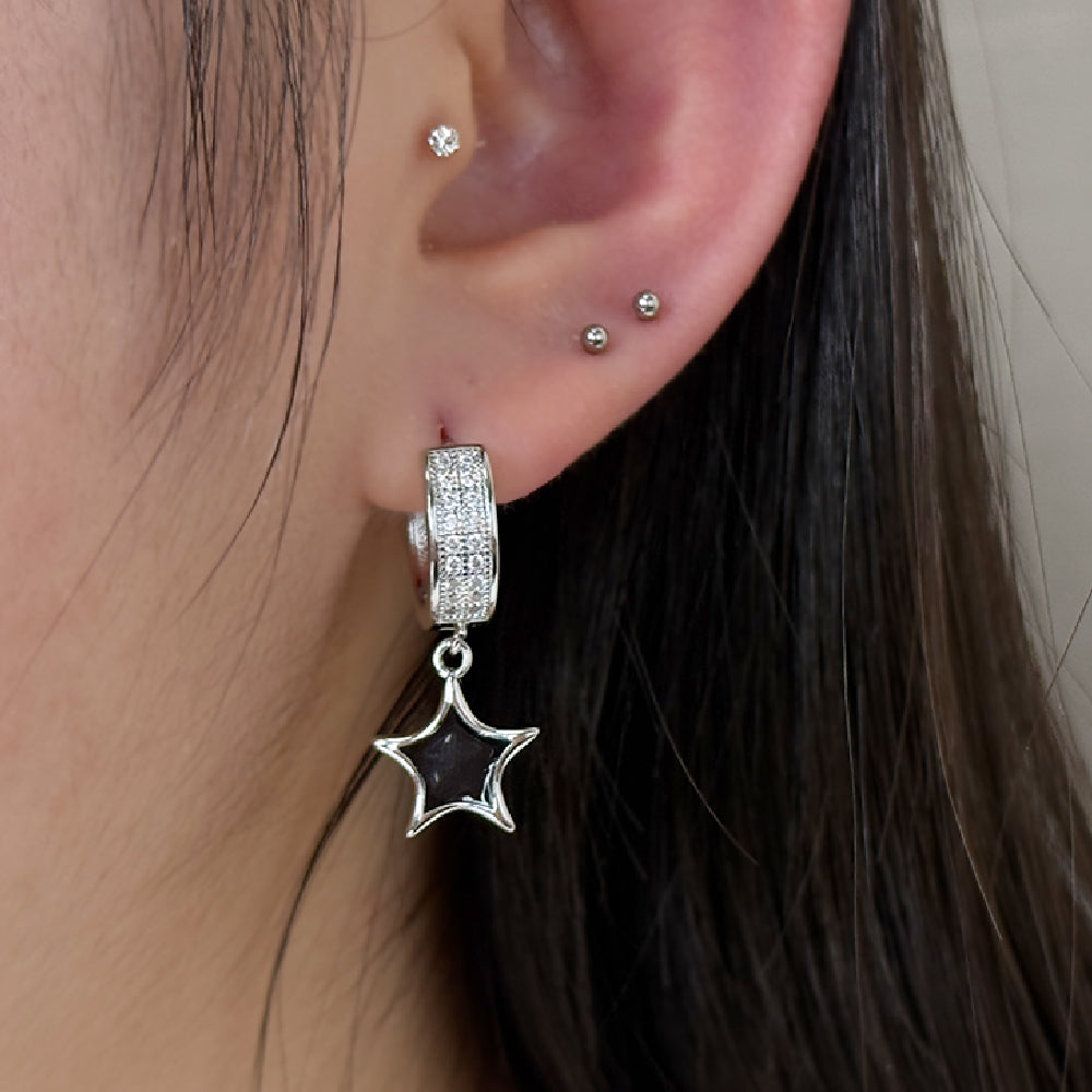 YEH 018 ［サージカルステンレス］星リングワンタッチピアス