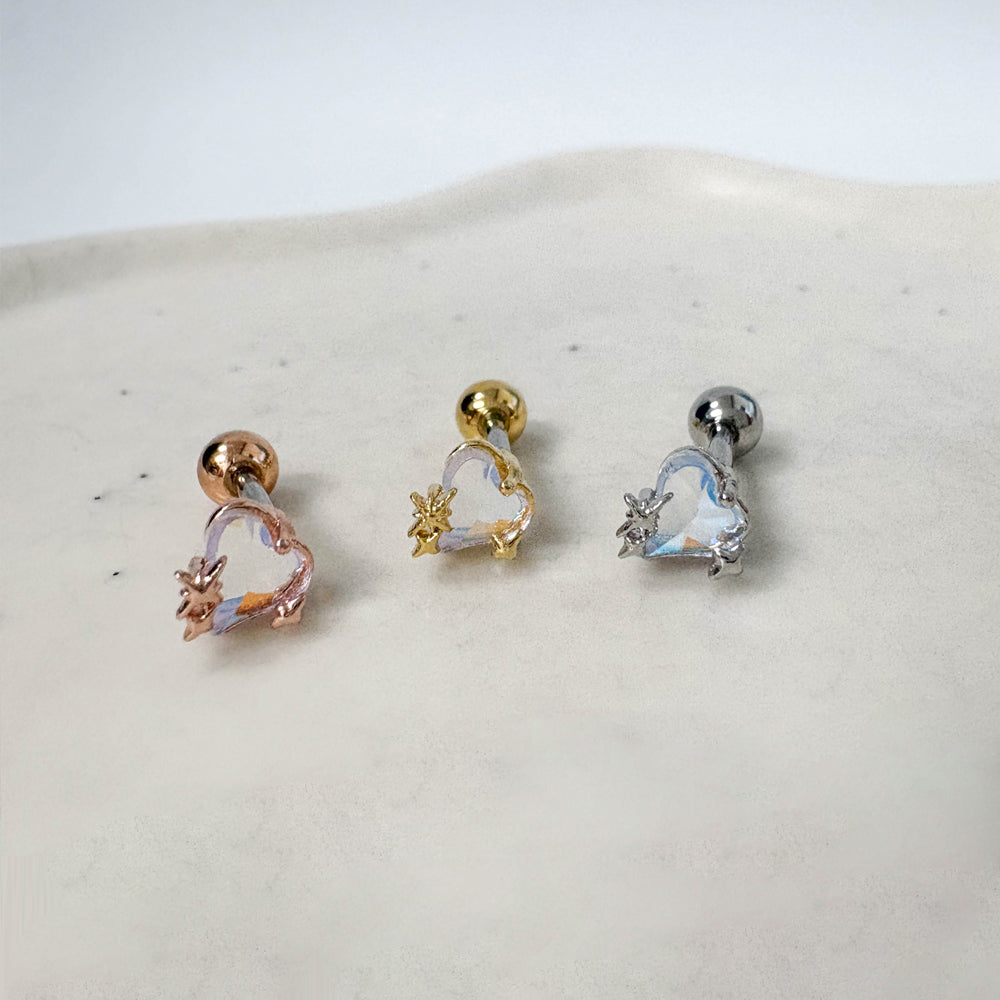 A5 293 ［サージカルステンレス］ツインクルスターキュービックハートピアス