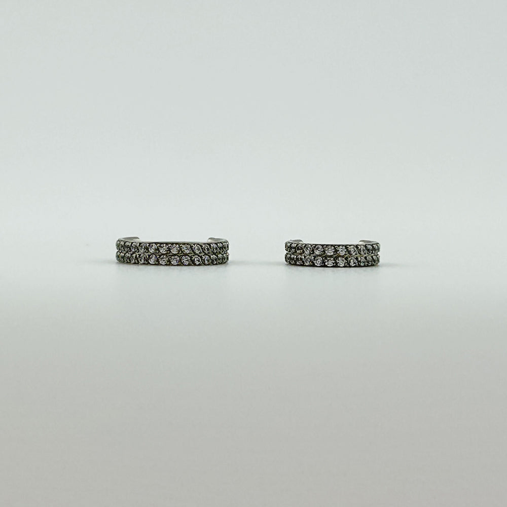 STS 045 ［サージカルステンレス　ダブルストーンリングピアス