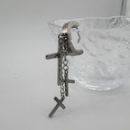 YEH 001 ［サージカルステンレス］十字架スチールリングドロップピアス