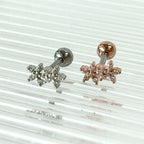 MJ 063 ［サージカルステンレス］シンプルキュービックツーコンボ花ピアス