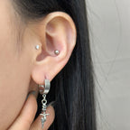 YEH 005 ［サージカルステンレス］スチールリングドロップワンタッチピアス