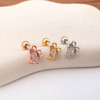 A5 255 ［サージカルステンレス］ストーンキュービックリボンピアス