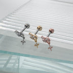 A8 285 ［サージカルステンレス］ドロップ蝶々＆月＆花ピアス